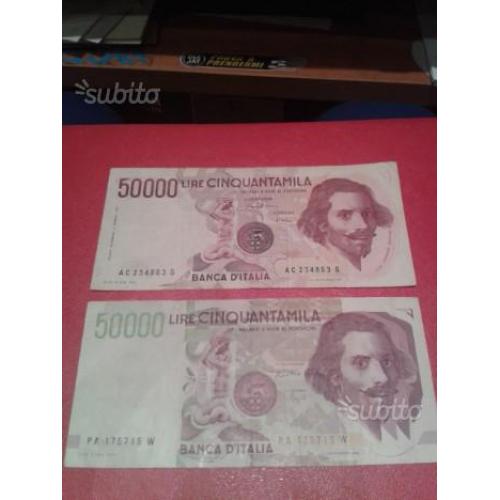 Banconote 50000 mila primo e secondo tipo