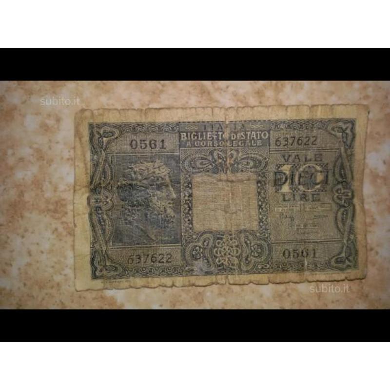 Banconota da dieci lire in carta
