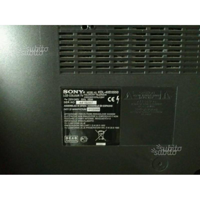 Tv televisore sony lcd 40 kdl-40d3550 pc difettoso