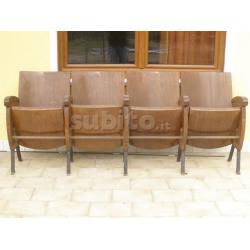 Sedie cinema anni 50/60 4 posti in legno